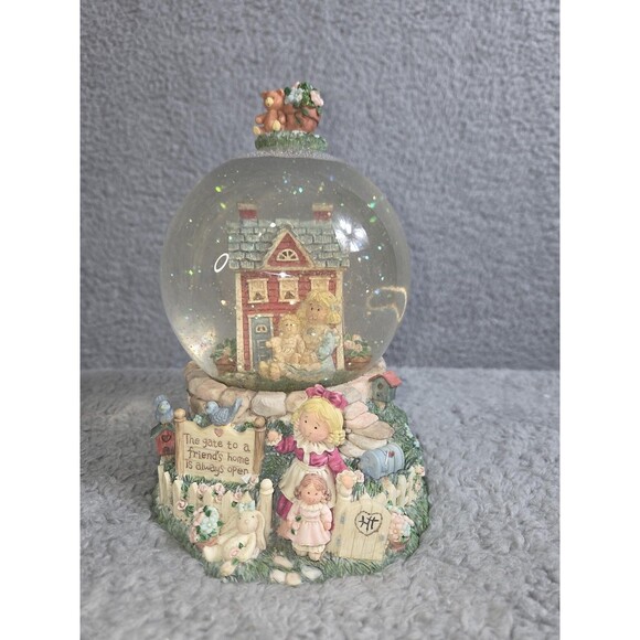 San Francisco Music Box Co Heart Tugs Musical Snow Globe Friends Home House WBox - Picture 1 of 9